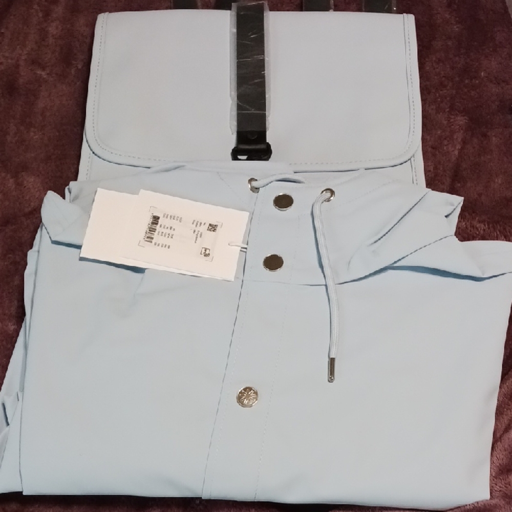 Light Blue Hooded Jacket with Matching Back Pack